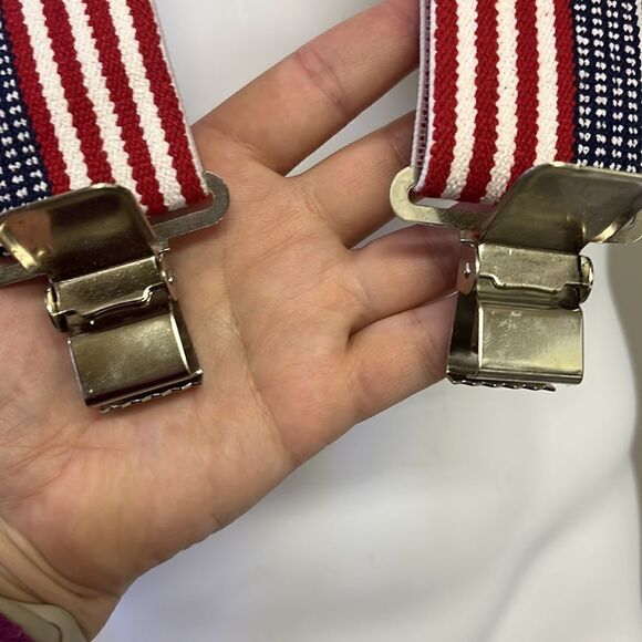 Custom Leather Craft Americana Adjustable No. 110 Suspenders Silver-Tone Clips - Picture 8 of 15